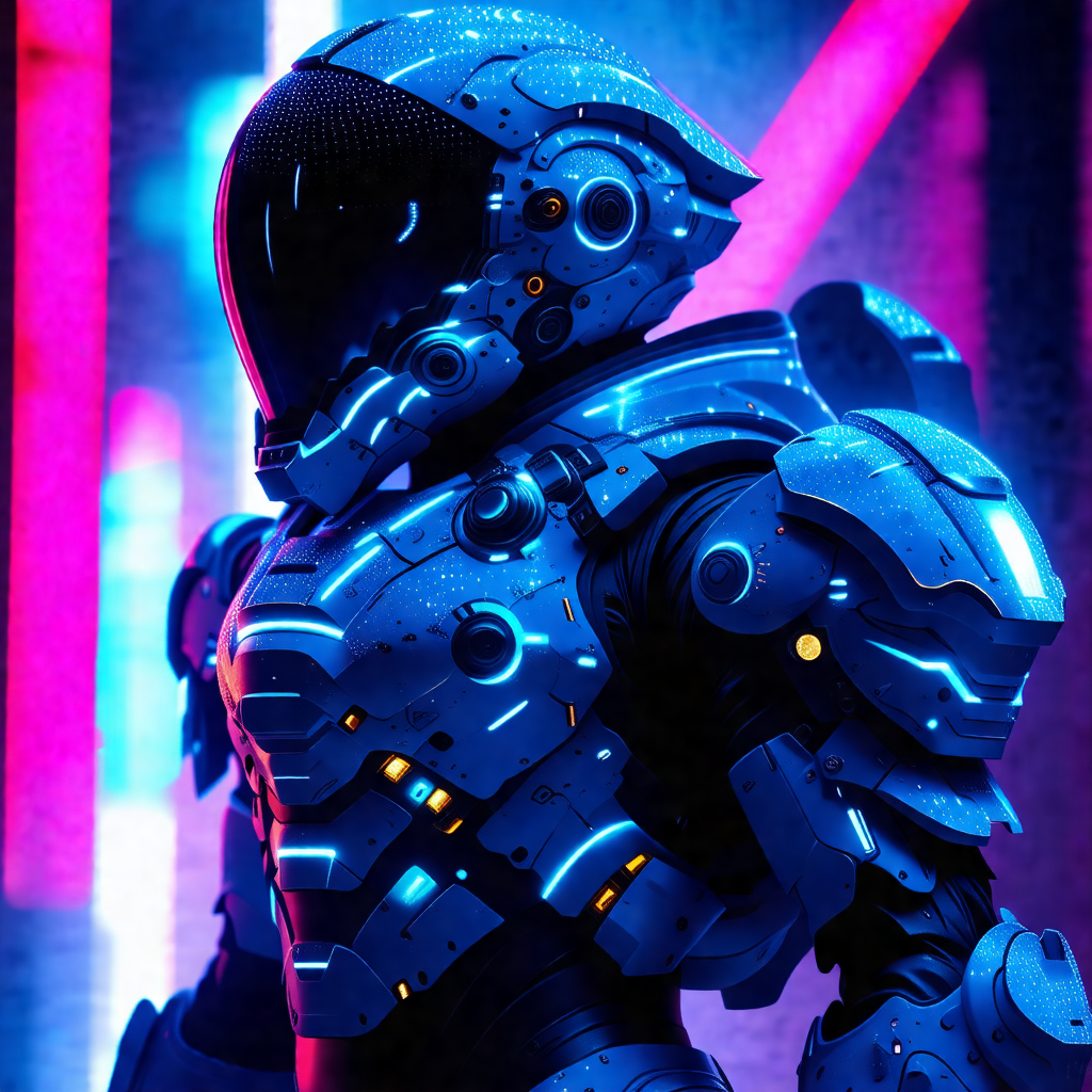 Futuristic robot with a blue and silver color scheme