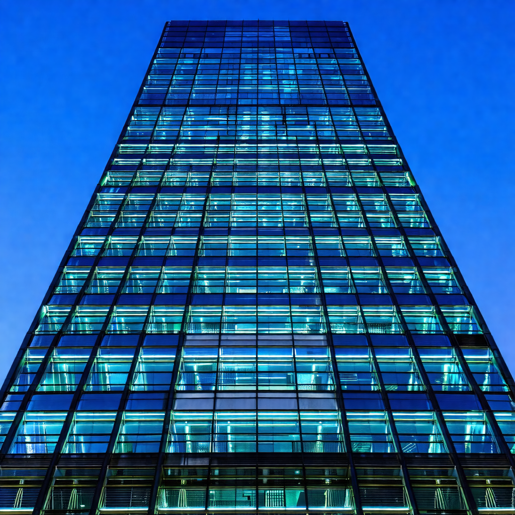 Tall, modern building with a large number of windows