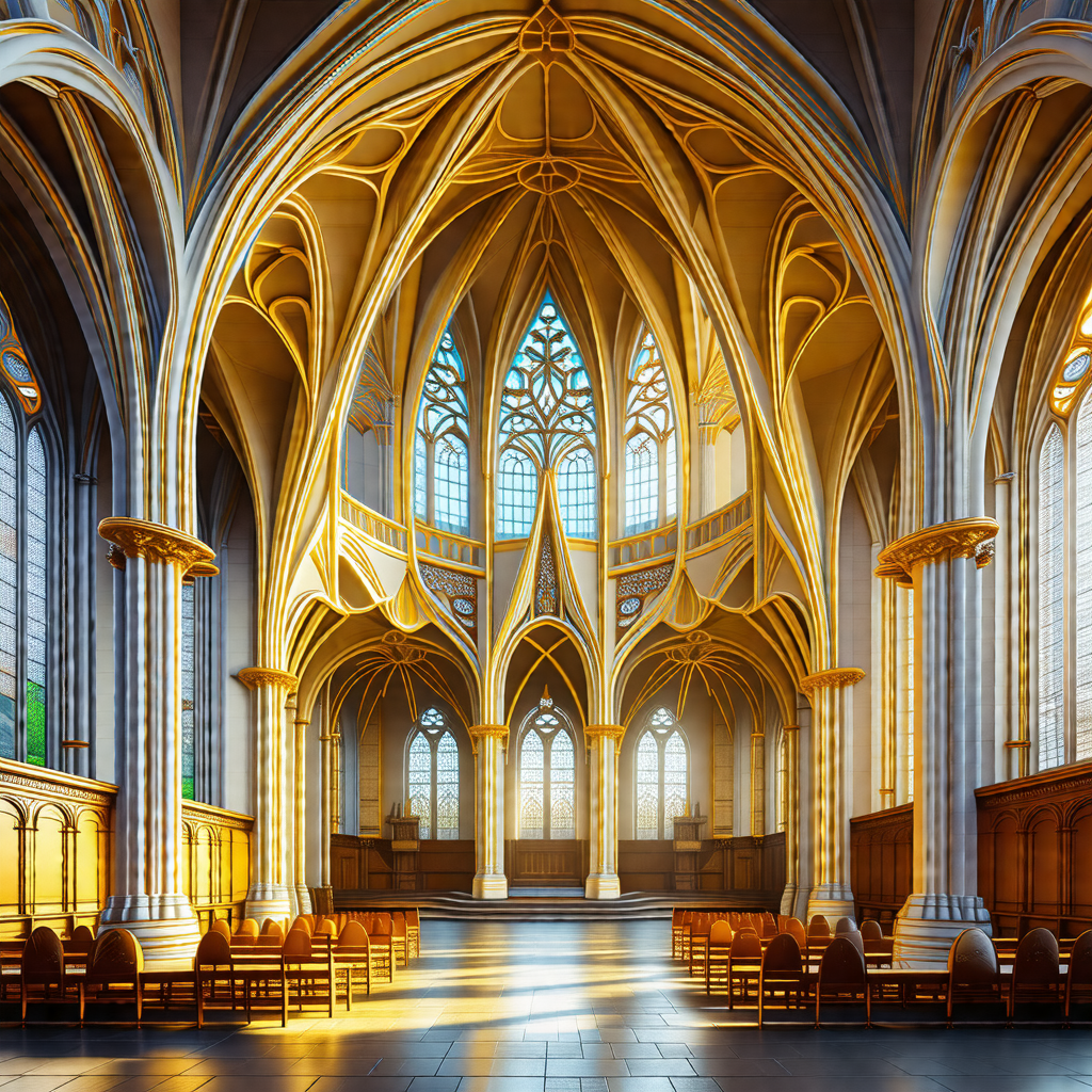 Large, ornate cathedral with a high vaulted ceiling