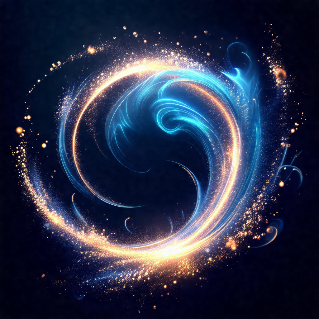 Blue and gold swirling pattern, which appears to be a swi...