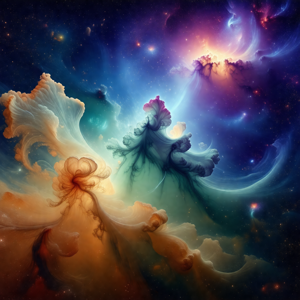 Vibrant and colorful painting of a galaxy, featuring a va...