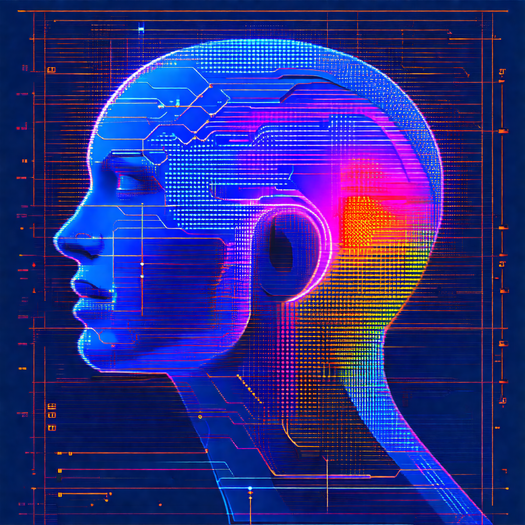 Close-up of a human head, with a blue and purple hue to t...