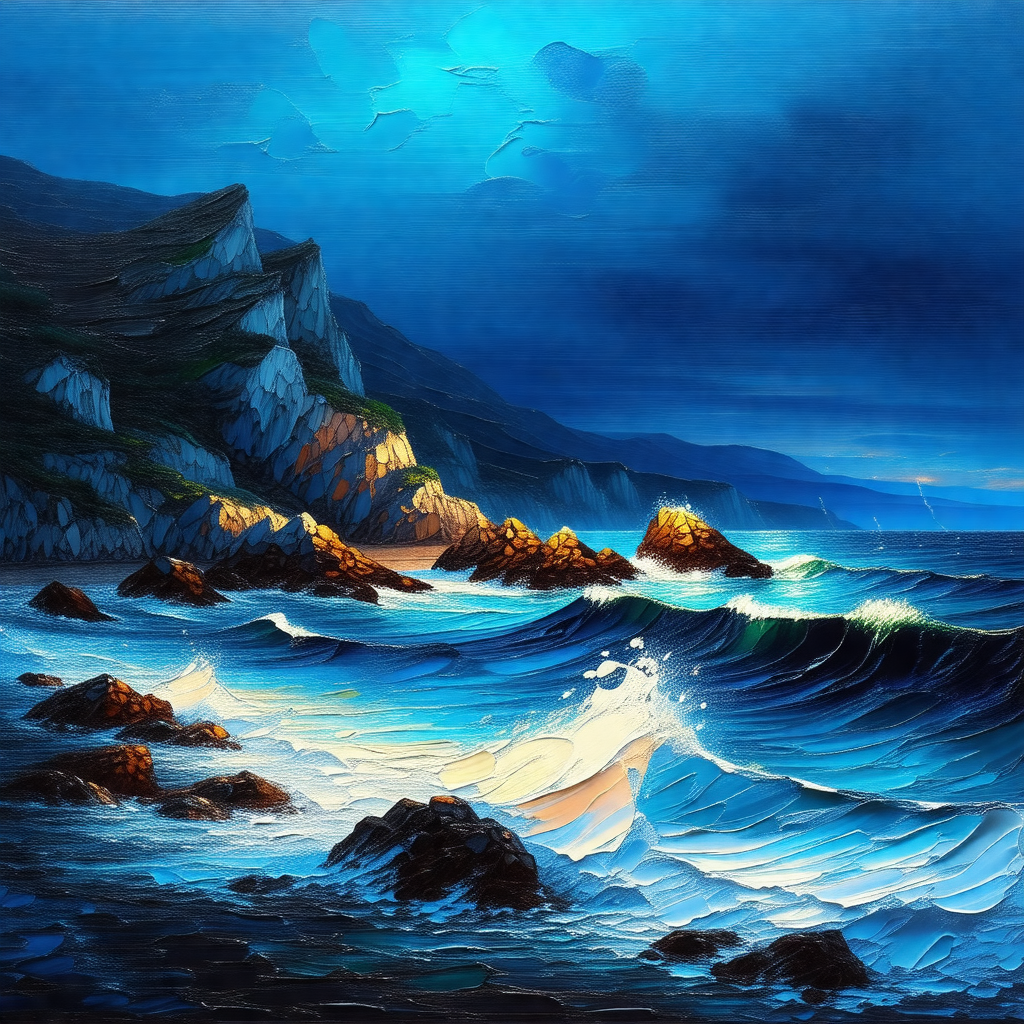 Beautiful scene of a rocky coastline with a large body of...