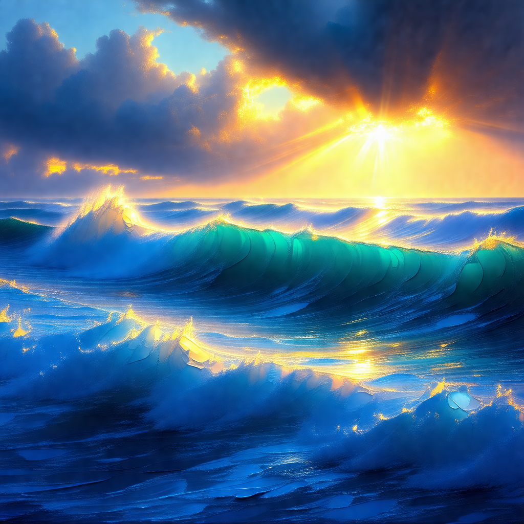 Beautiful sunset over the ocean, with the sun's rays refl...