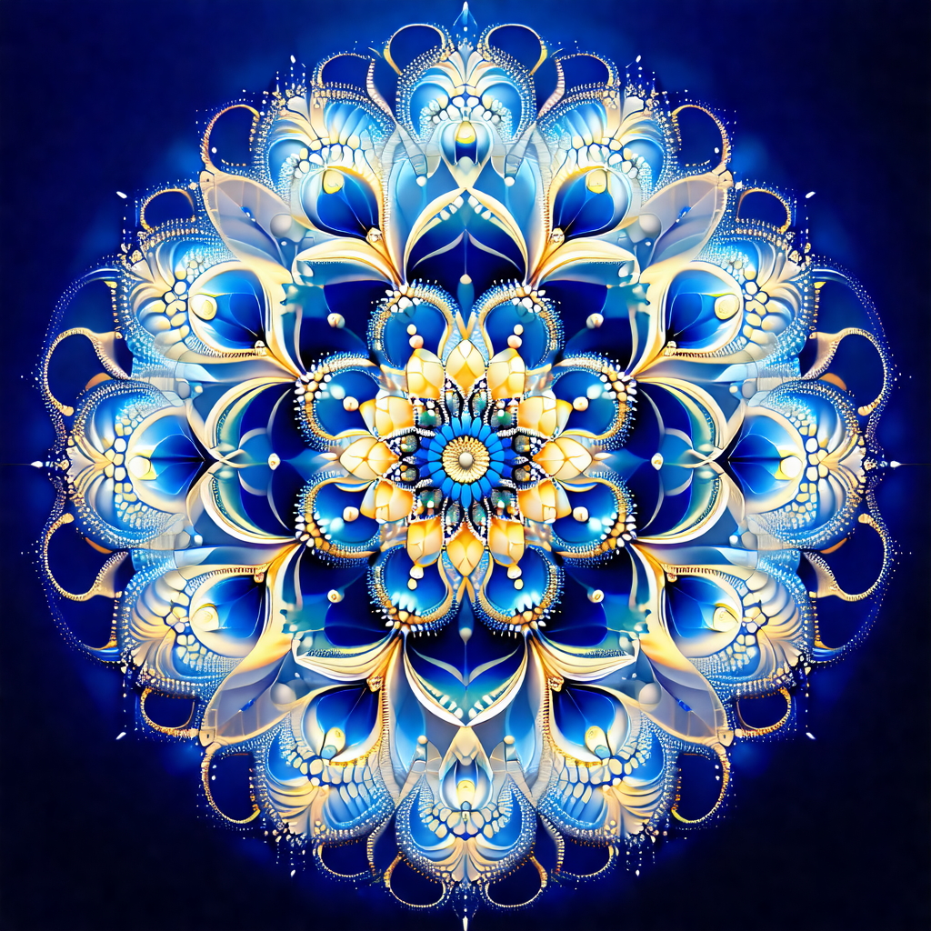 Beautifully designed blue and gold flower pattern