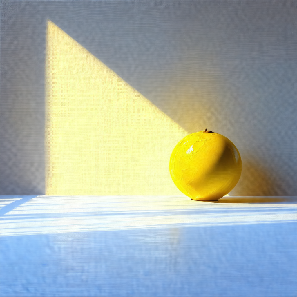 Yellow apple sitting on a white table