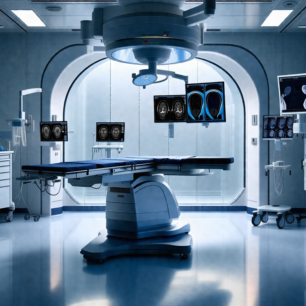 Hospital room with a large, open, and empty operating room