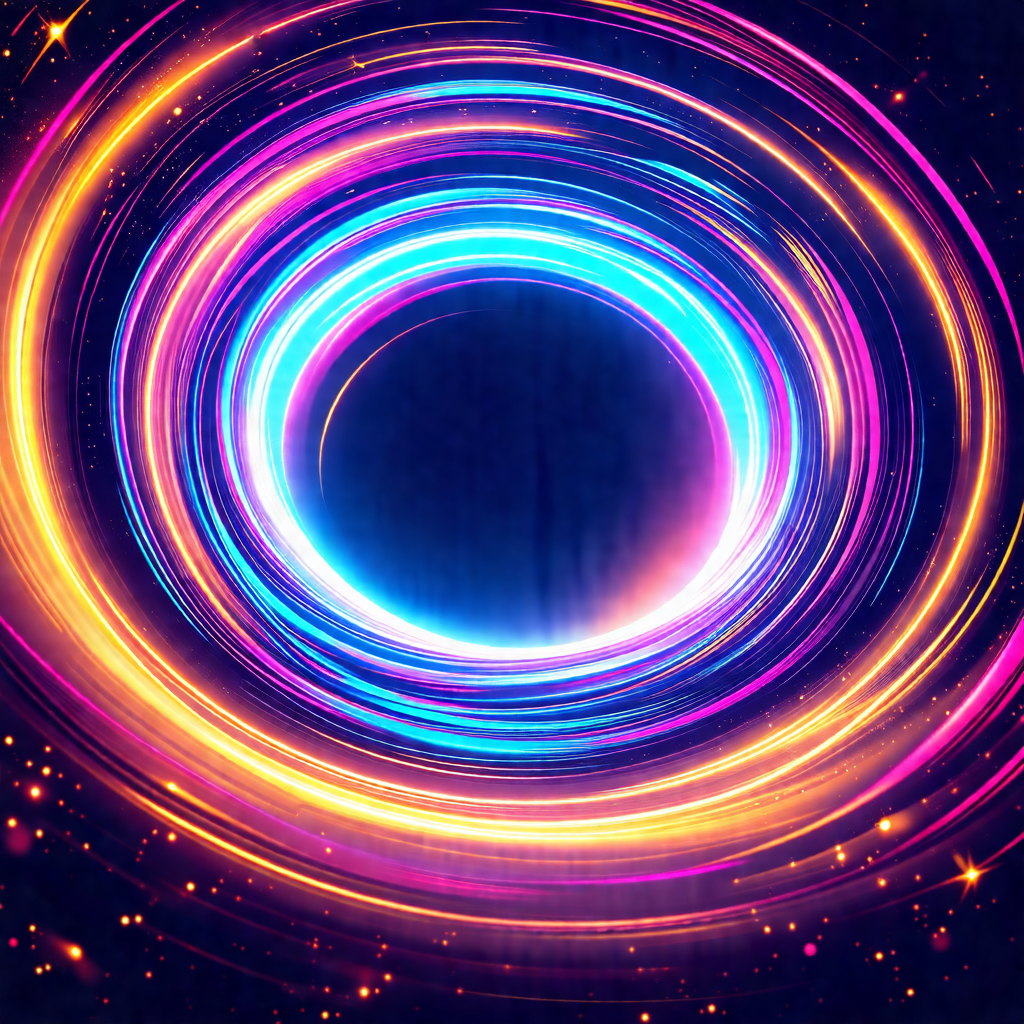 Brightly colored, swirling vortex of light, resembling a ...
