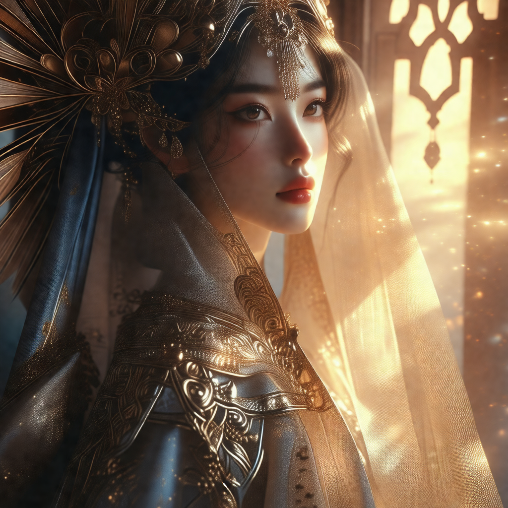 Woman wearing a beautiful, ornate headdress
