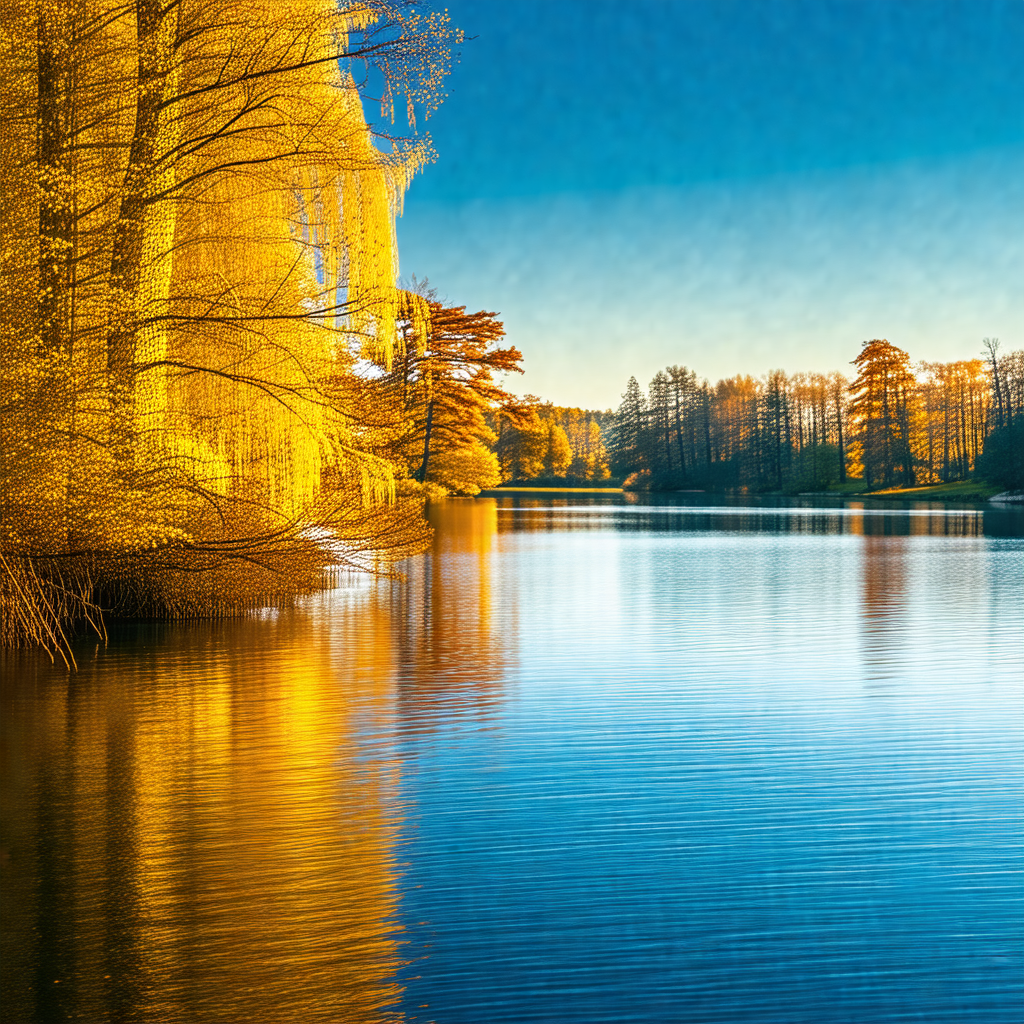 Serene lake surrounded by trees