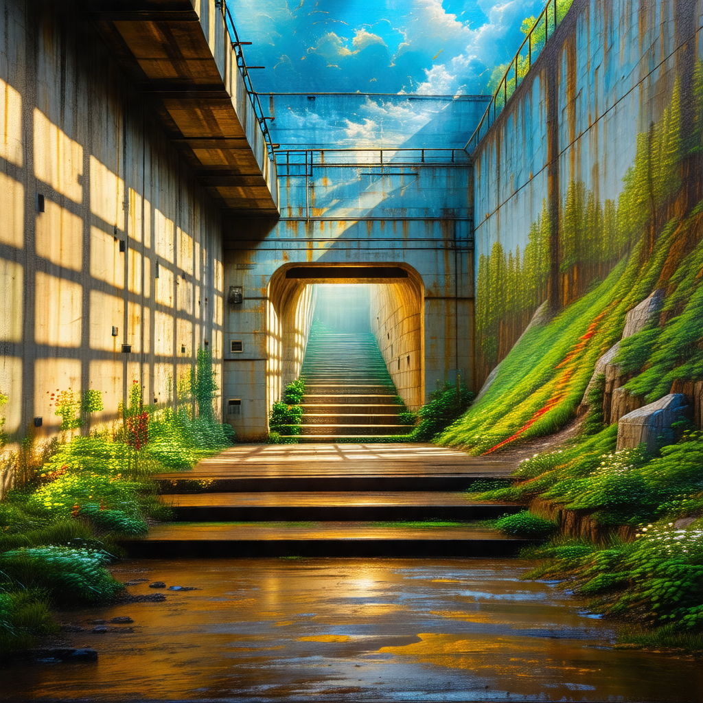 Painting of a staircase leading to a doorway