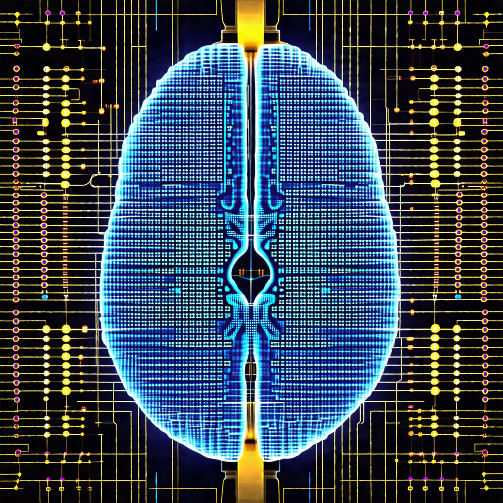 Close-up of a blue and yellow computer circuit board