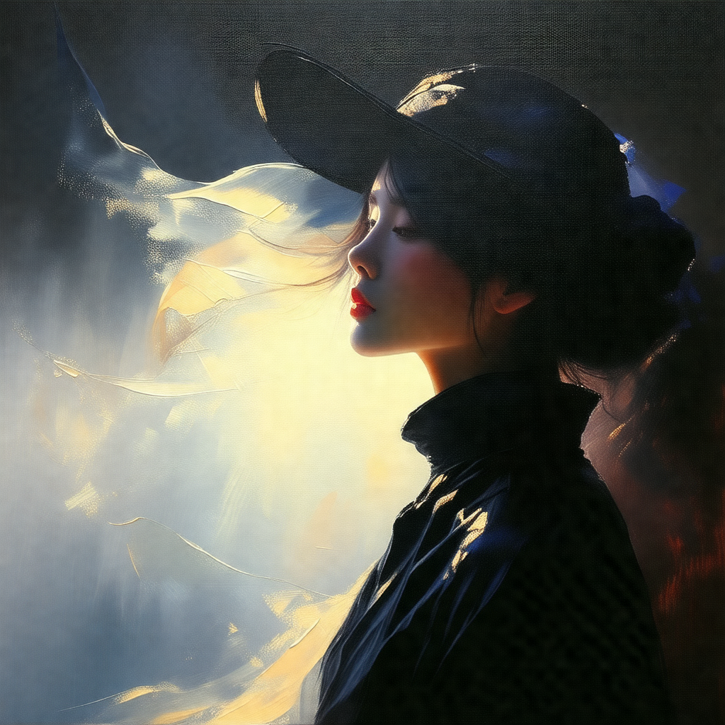 Woman wearing a black hat and a black dress, standing in ...