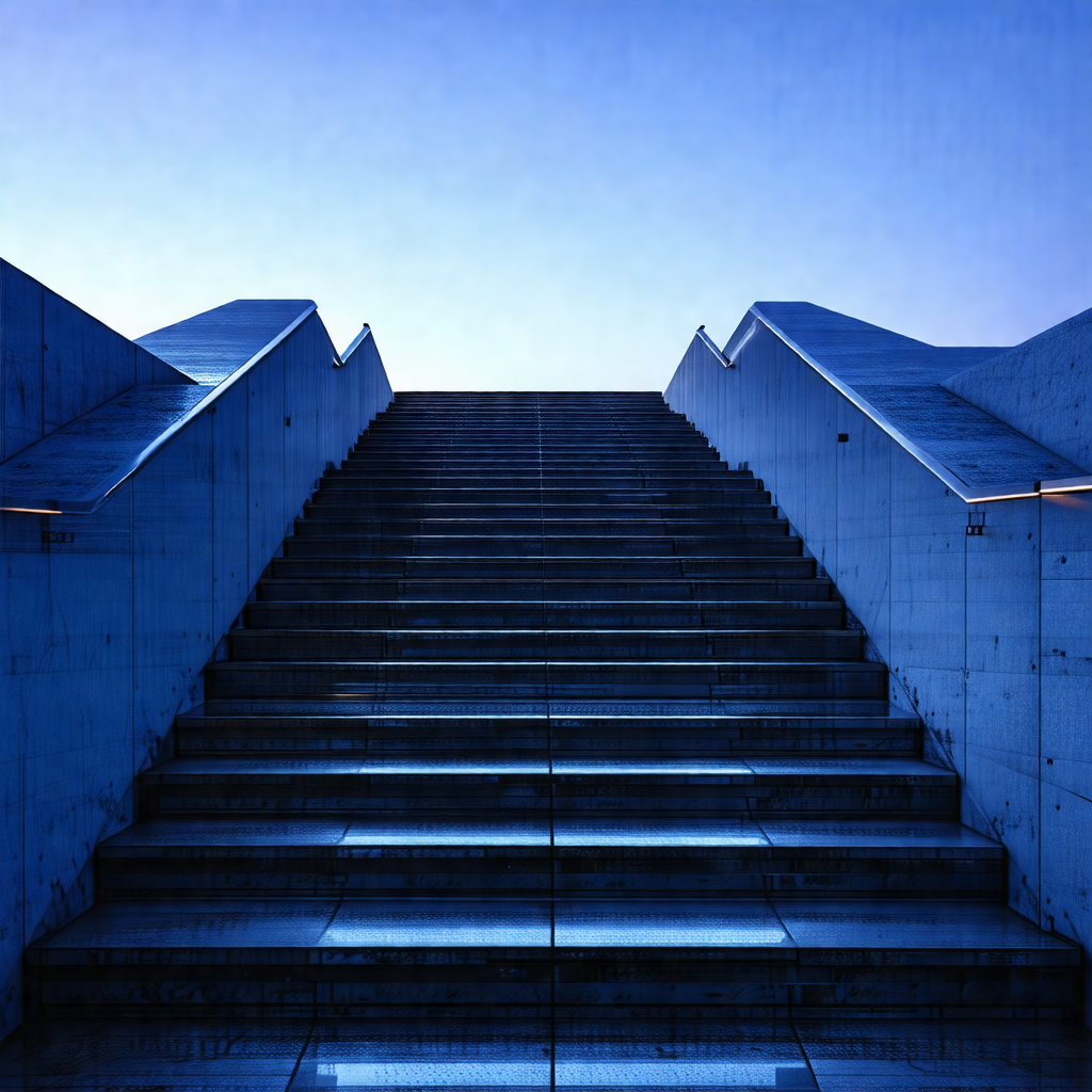 Staircase with a blue sky in the background