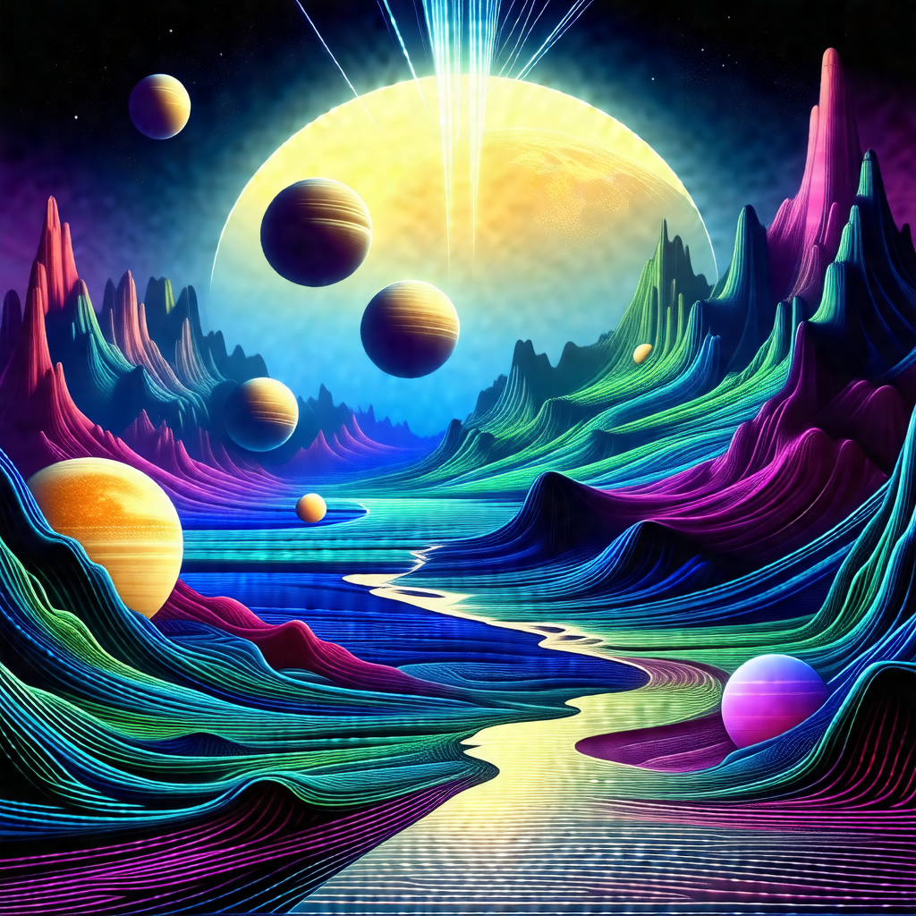 Colorful and vibrant painting of a space scene