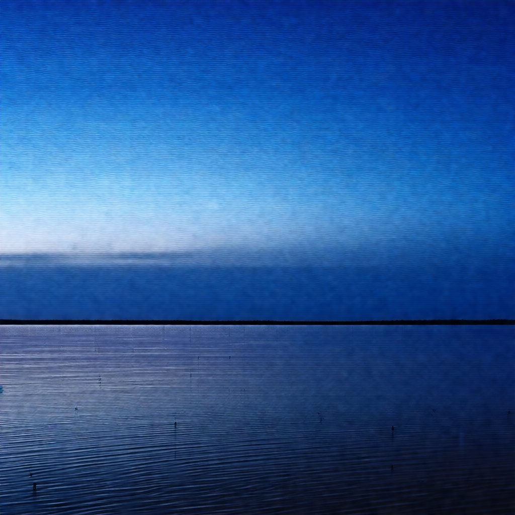 Serene scene of a large body of water, possibly an ocean,...