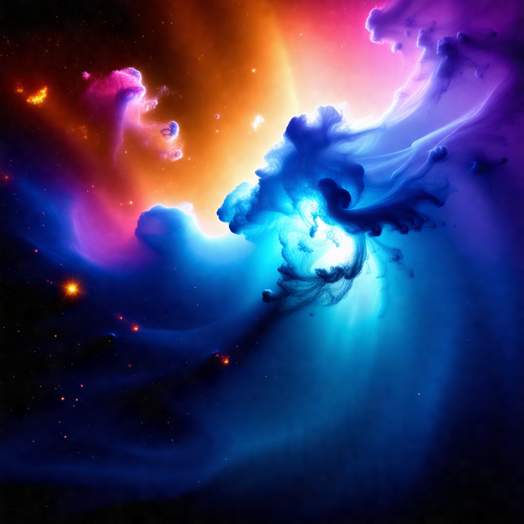 Colorful and vibrant space scene featuring a nebula with ...