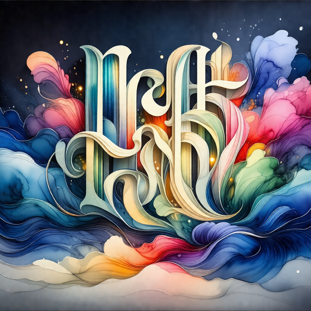 Colorful and artistic painting of a letter "l" in a blue ...