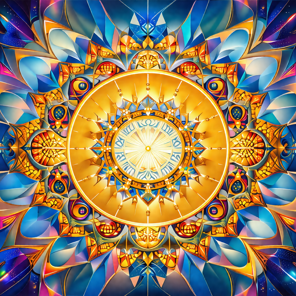 Large, colorful, and intricate design that resembles a su...