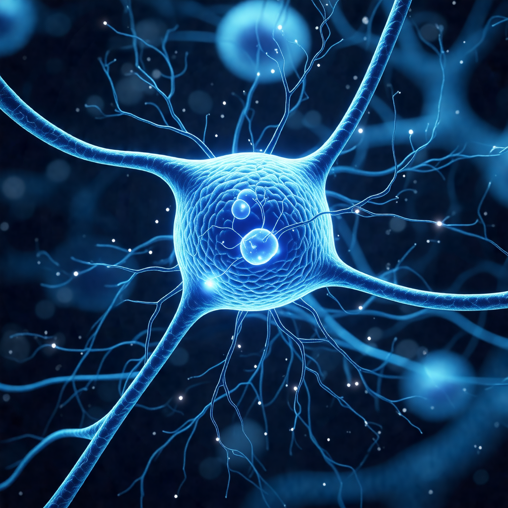 Close-up of a blue neurotracer, which is a type of tracer...