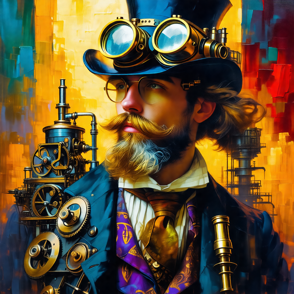 Man wearing a top hat and glasses, standing in front of a...