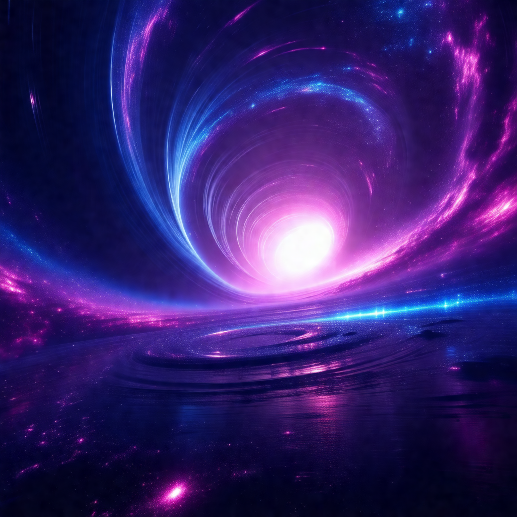 Purple spiral tunnel that appears to be a wormhole