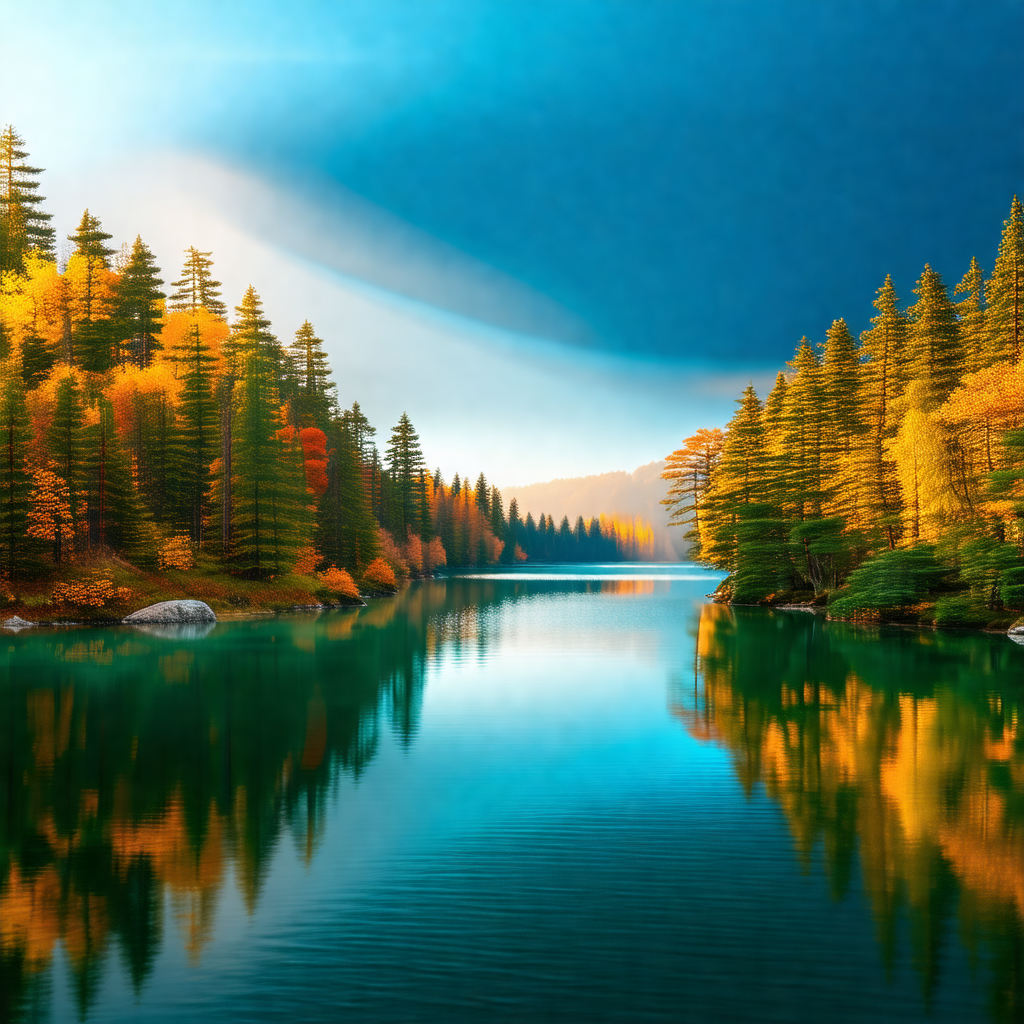 Serene lake surrounded by a forest of trees