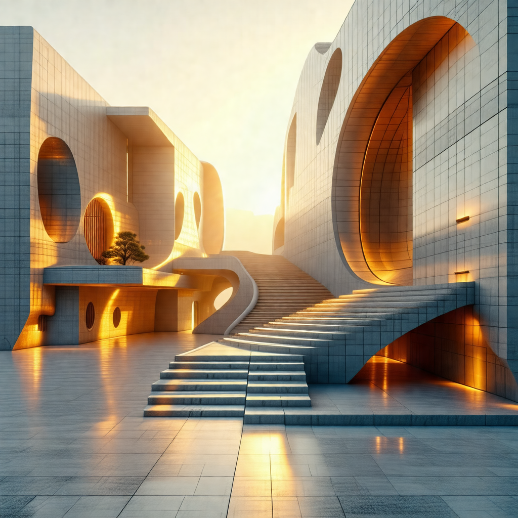 Large, modern building with a unique design