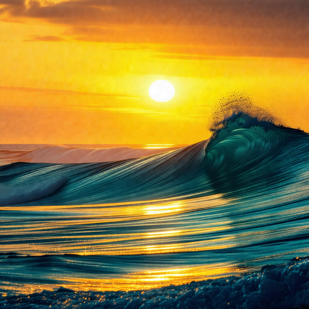 Captures a beautiful sunset over the ocean, with the sun ...