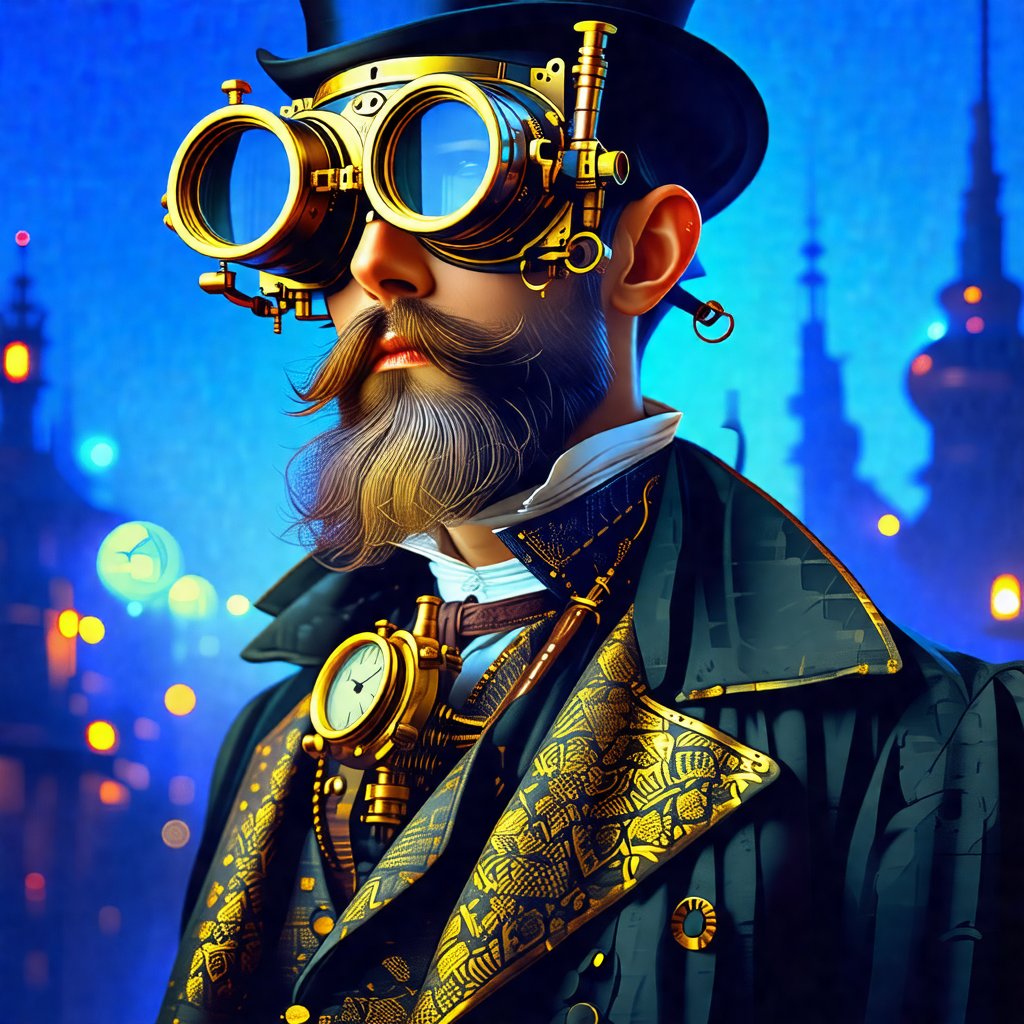 Man wearing a top hat and glasses, giving him a distincti...