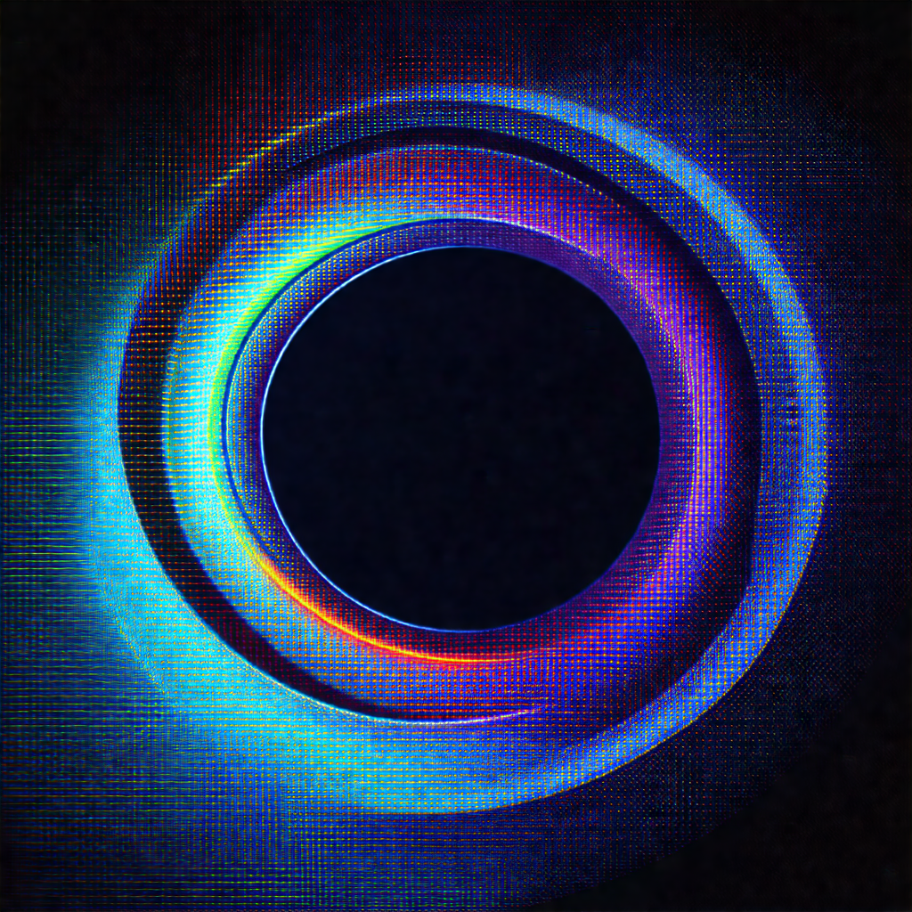 Large, brightly colored circle with a blue background