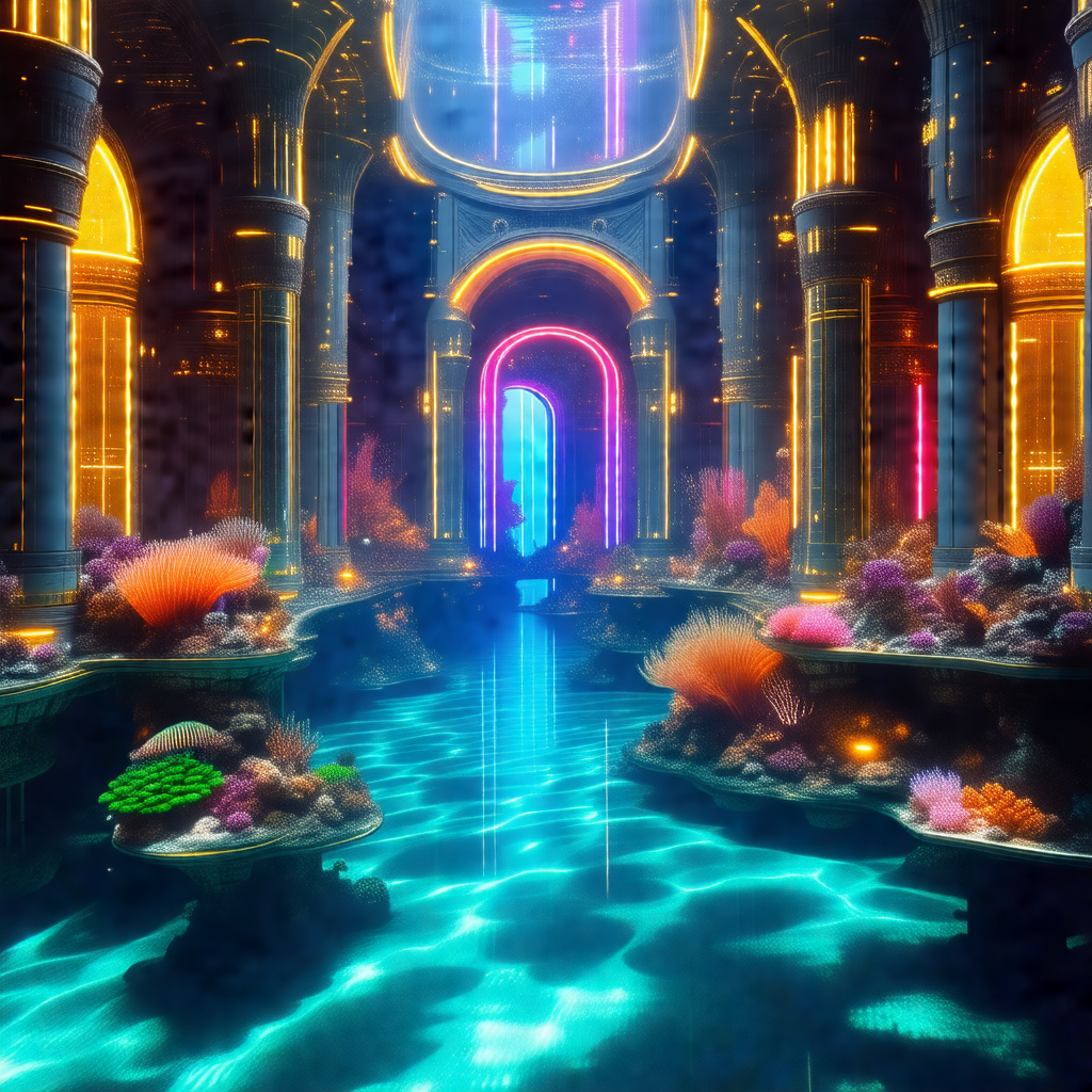 Computer-generated (cgi) scene of a large underwater aqua...