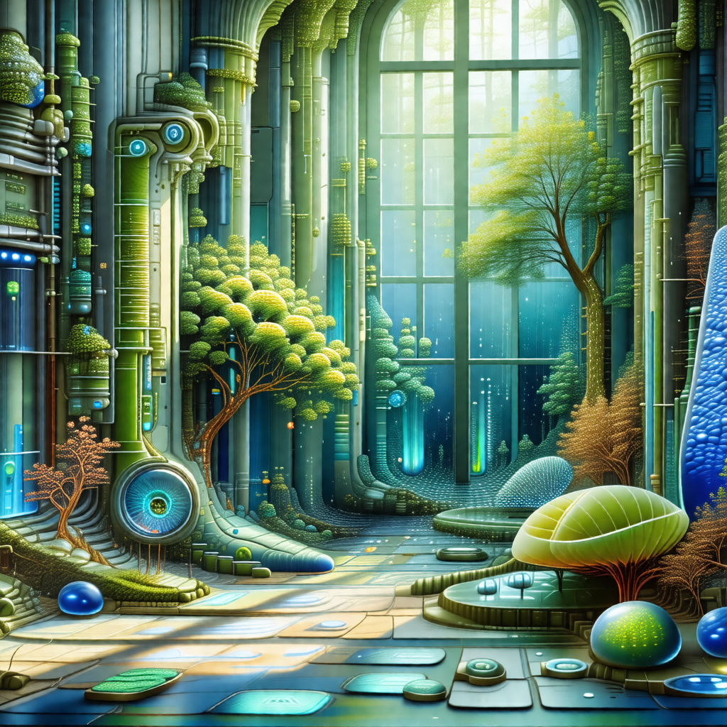 Colorful and imaginative painting of a futuristic city