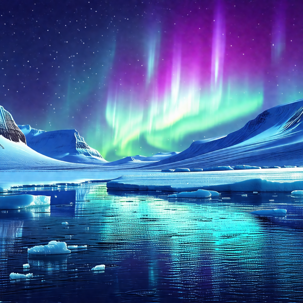 Beautiful scene of a frozen lake surrounded by snow-cover...