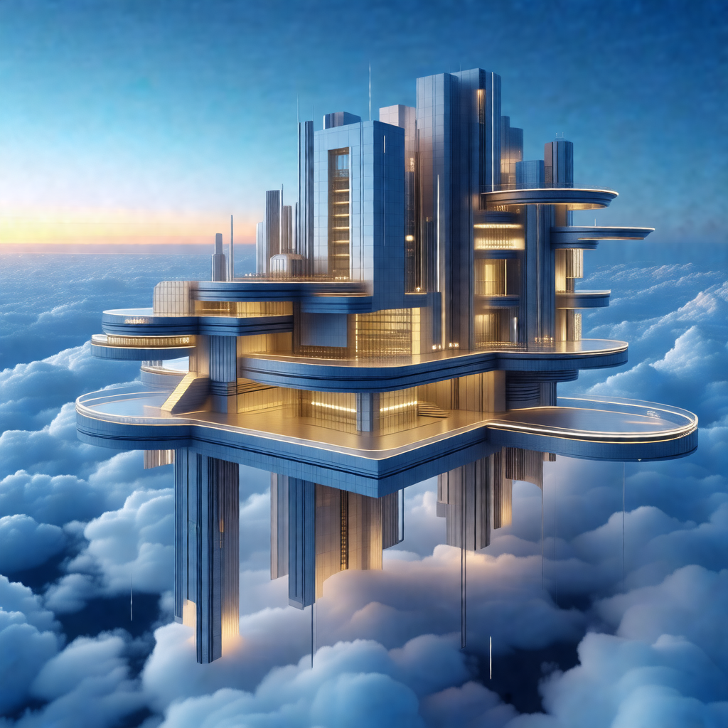 Futuristic building with a unique design, resembling a gi...