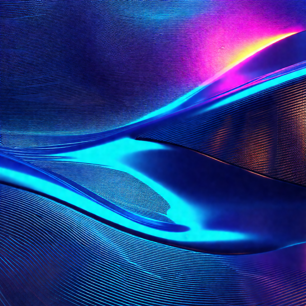 Blue and purple light sculpture, which appears to be a la...