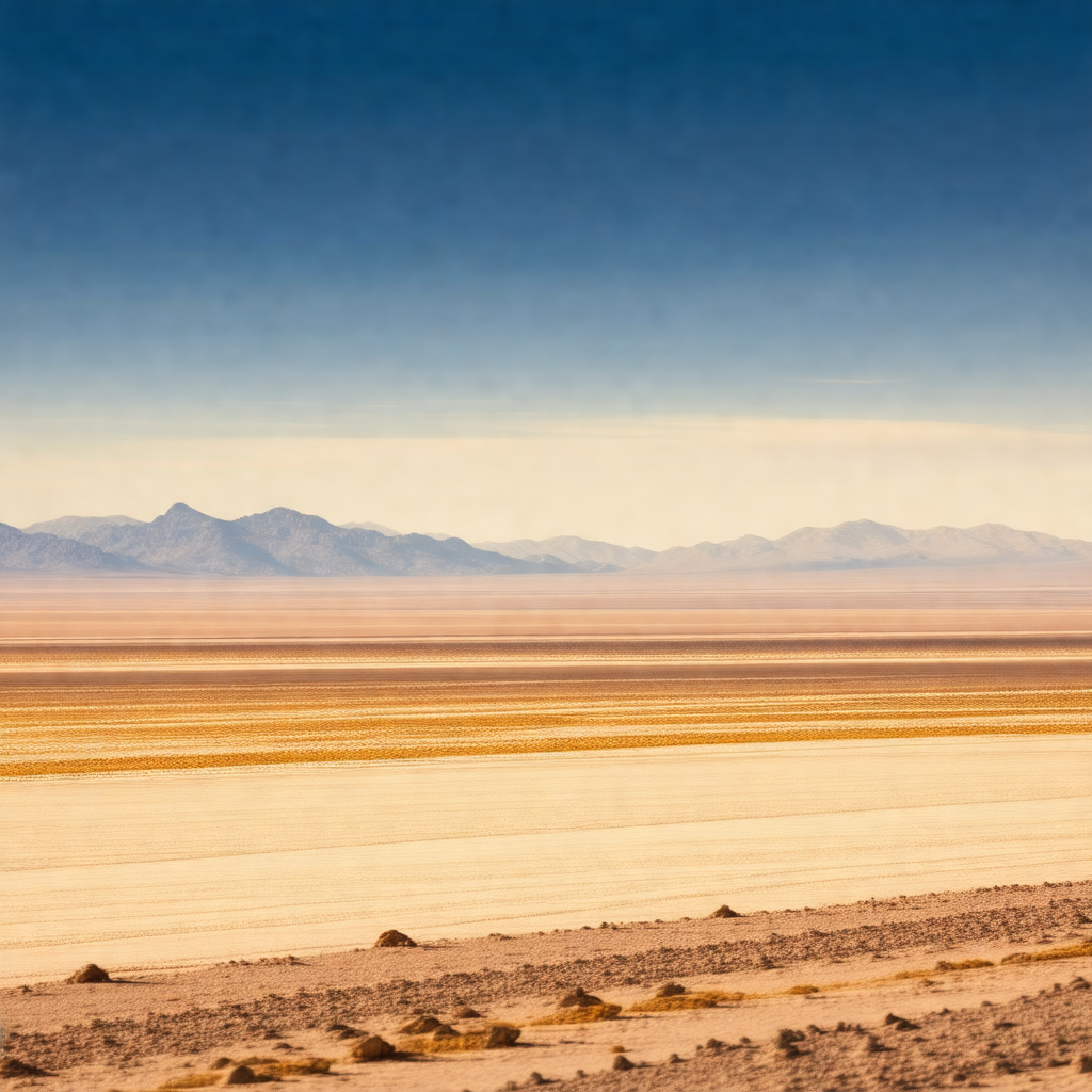 Vast, open field with a mountain range in the background