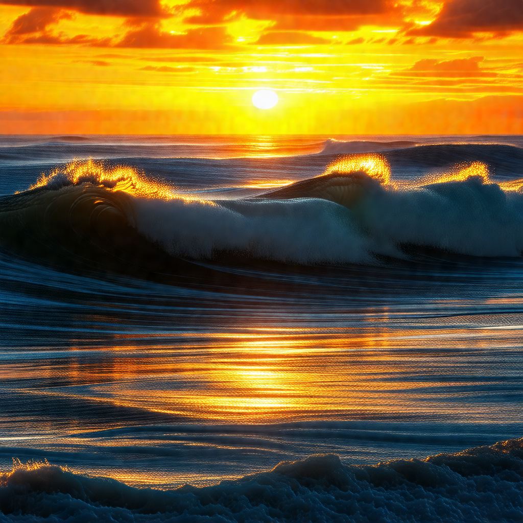 Captures a beautiful sunset over the ocean, with the sun ...