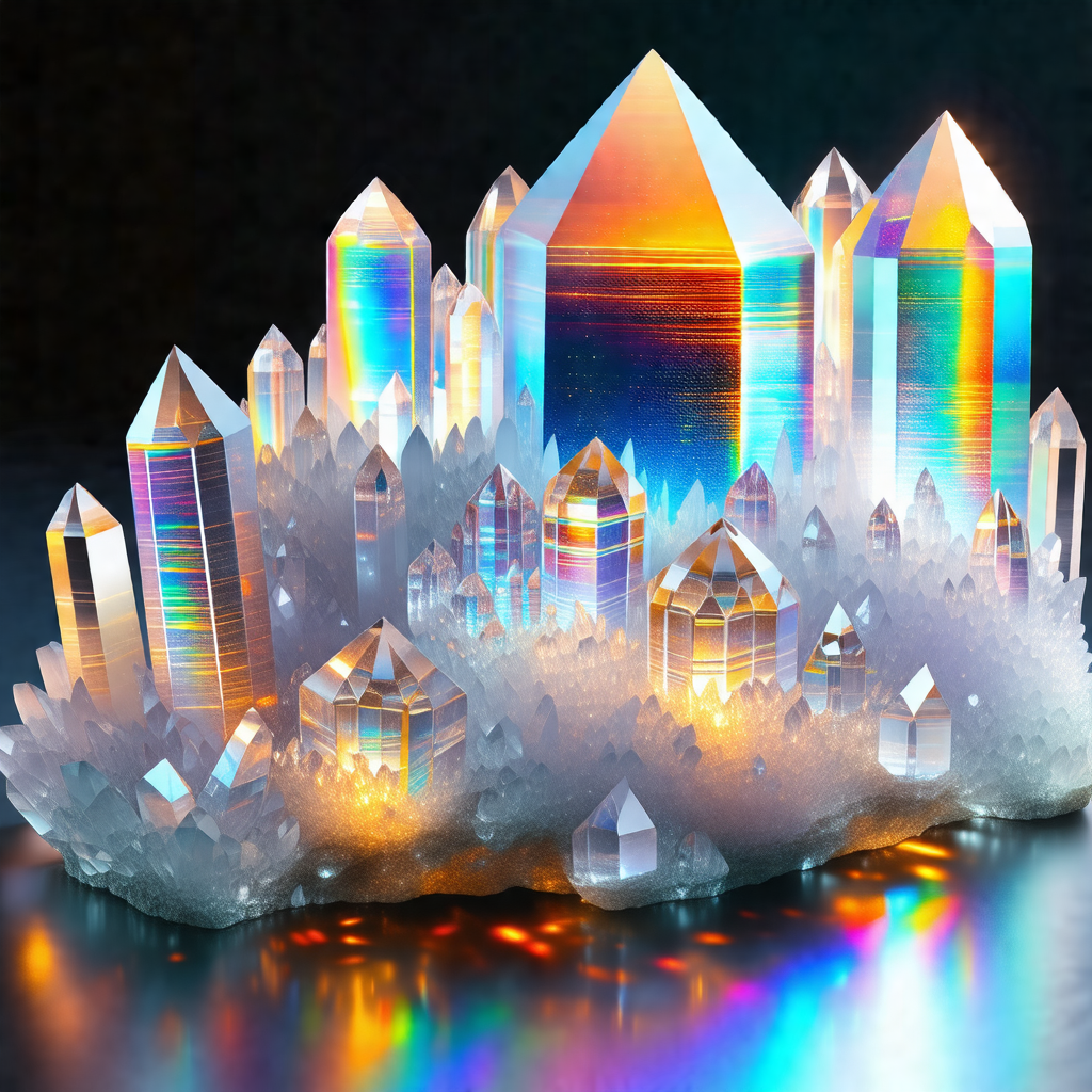 Large, colorful crystal structure, possibly a model of a ...