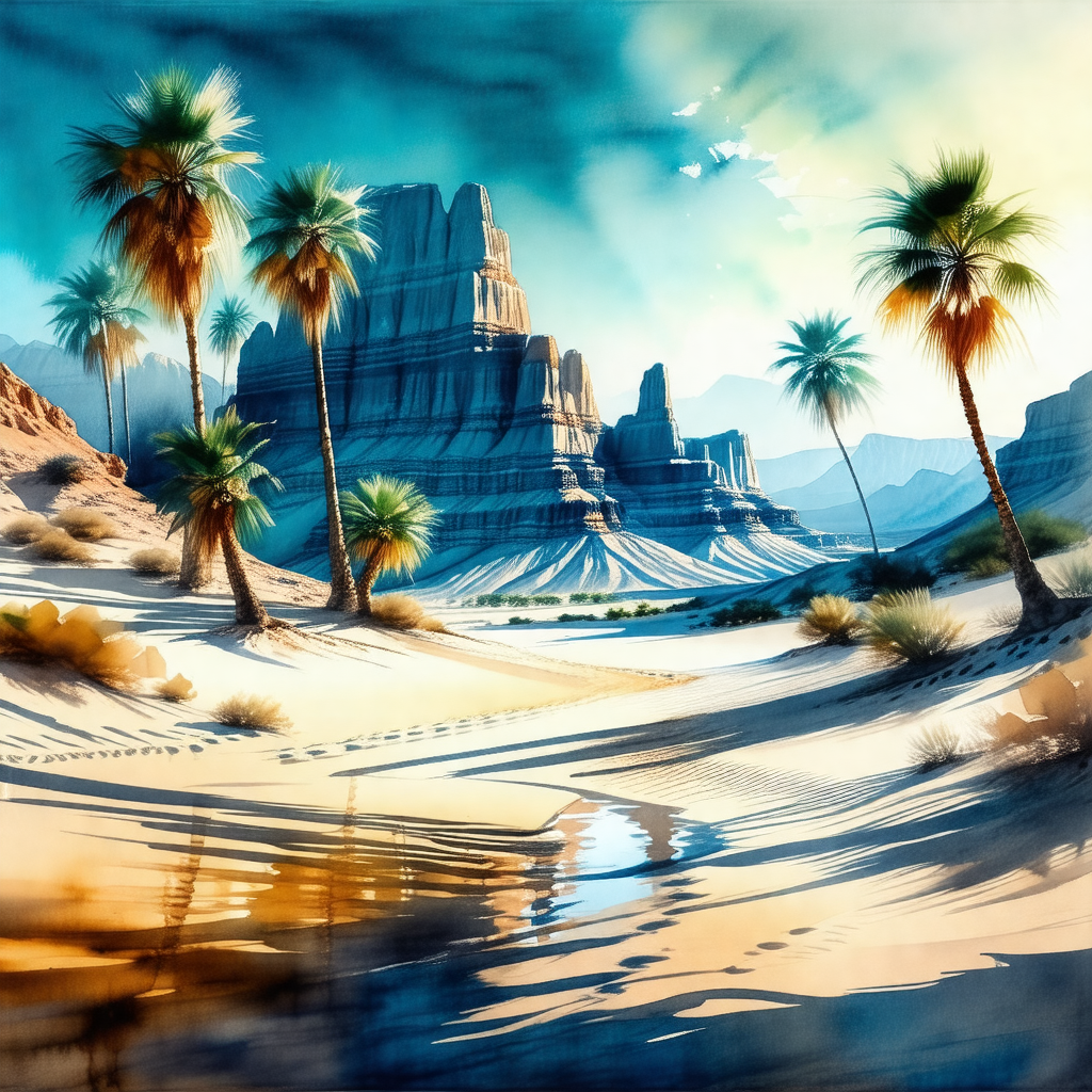 Beautiful desert scene with a mountain range in the backg...