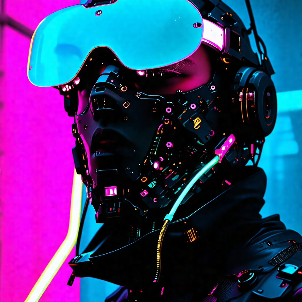 Man wearing a futuristic, high-tech headset