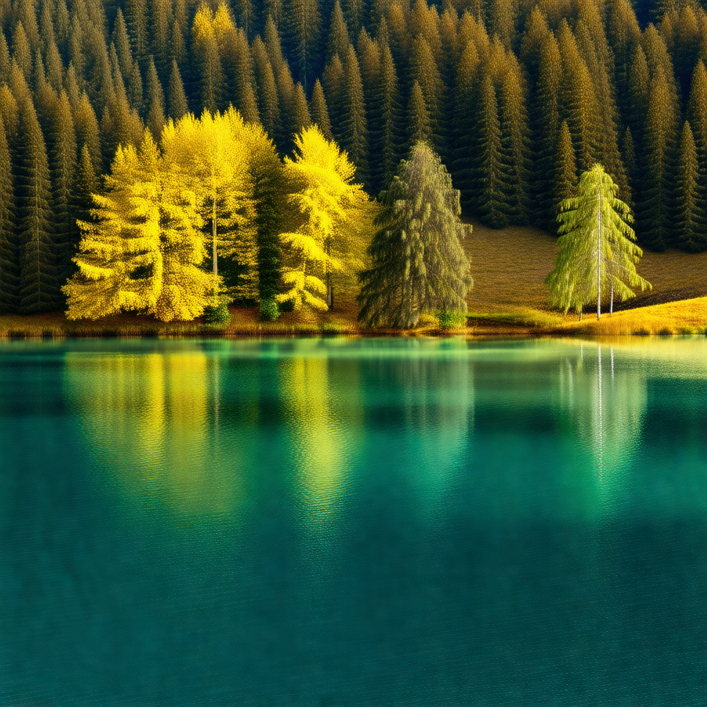 Serene lake surrounded by a forest of trees