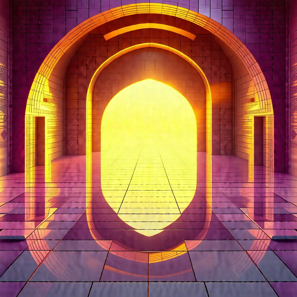 Large, open doorway with a bright yellow sun shining thro...
