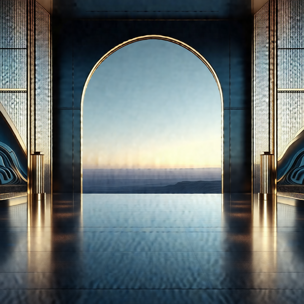Large, open doorway with a beautiful view of the ocean in...