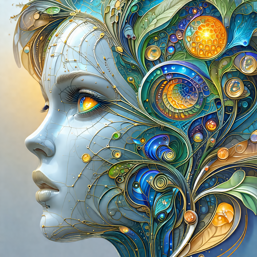 Beautifully detailed painting of a woman's face