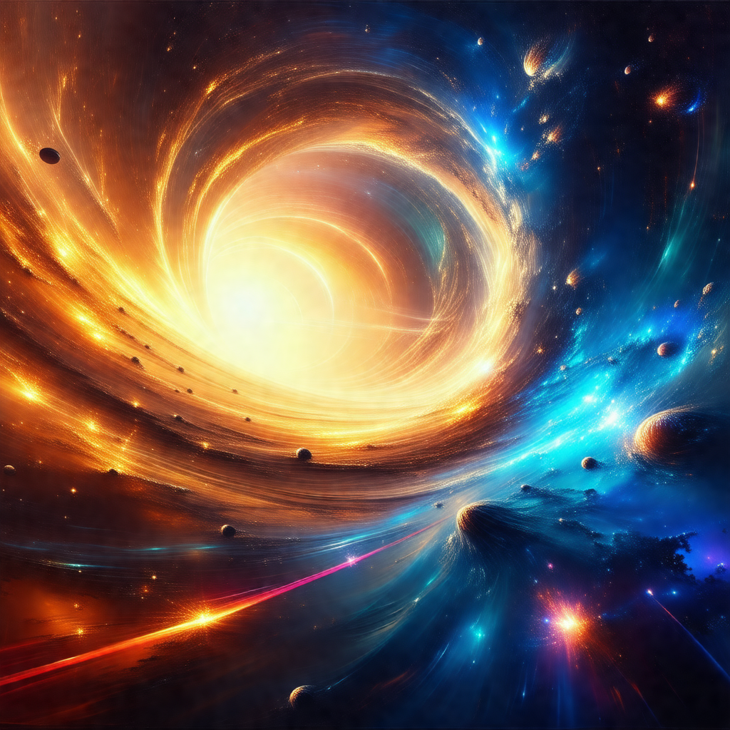 Vibrant and colorful painting of a spiral galaxy