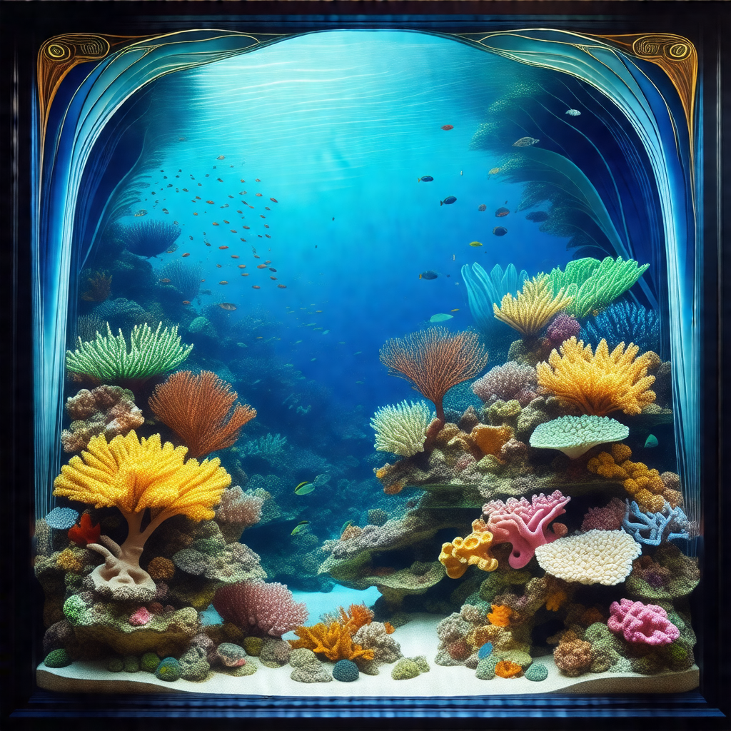 Beautifully crafted aquarium filled with a variety of col...