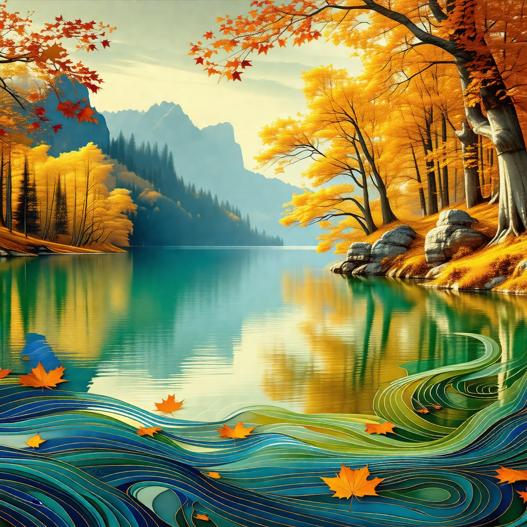 Serene scene of a lake surrounded by trees