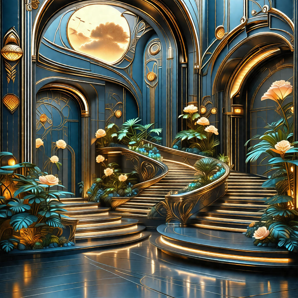Digital painting of a staircase in a palace