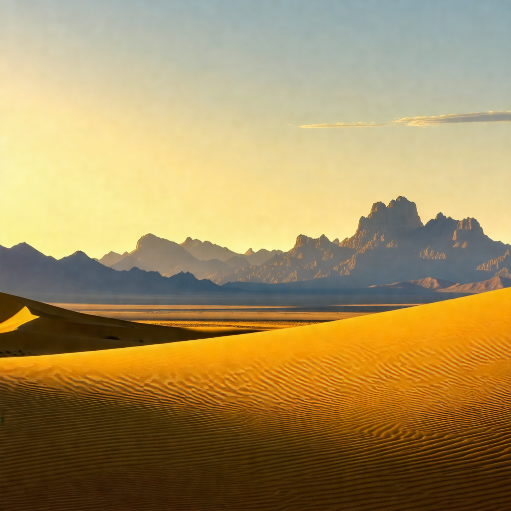 Beautiful desert landscape with a mountain range in the b...